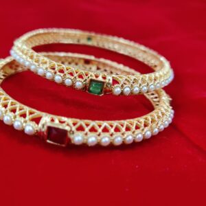 Traditional pearl kada bangle