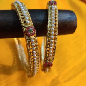 Traditional pearl kada bangle