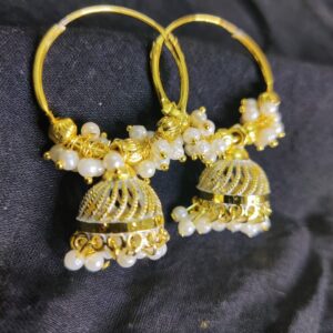Prismatic Jhumki Golden White