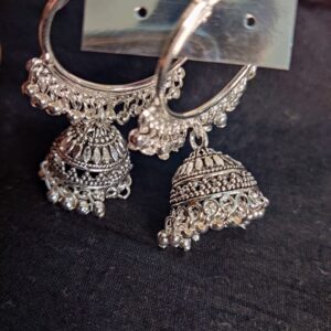 Prismatic Jhumki Oxidized Silver