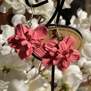 Pink Floral Dangling Earrings