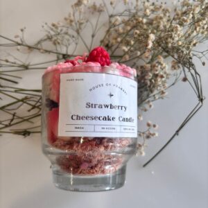 Soy wax Strawberry Cheesecake candle for home décor and gifting