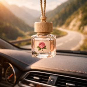 rose car diifuser hanges in the car